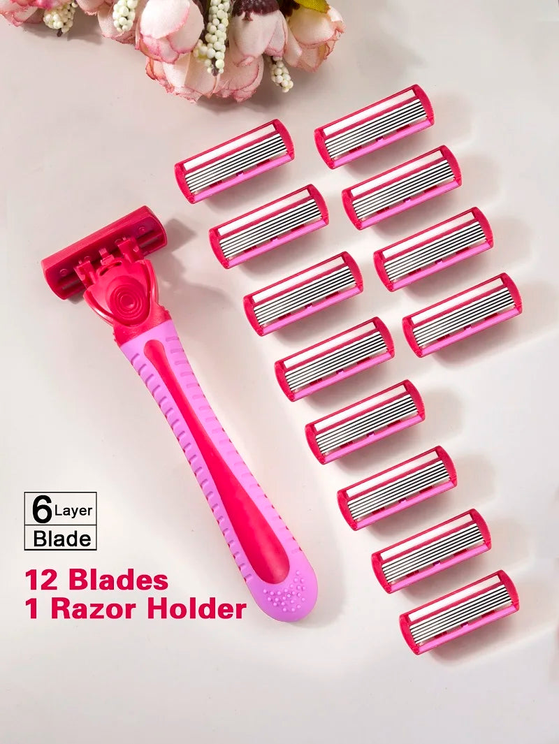 1 Handle + 12 Blades/ Men And Women Body Hair Razor