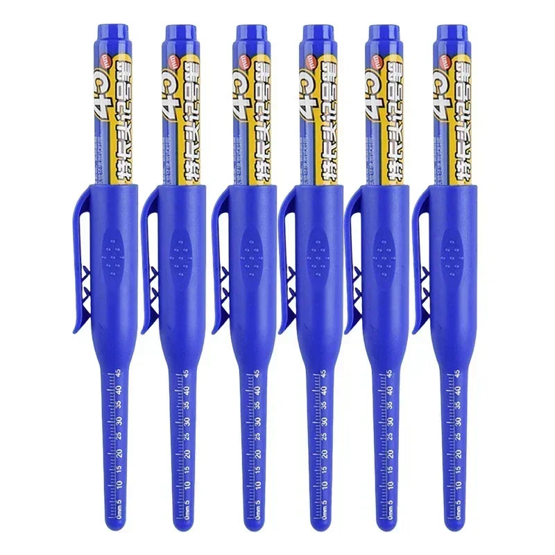 12-1Pcs Multi-Purpose 45mm Deep Drill Hole Long Nibs Waterproof Marker Pens for Bathroom Woodworking Long Head Carpenter Pens