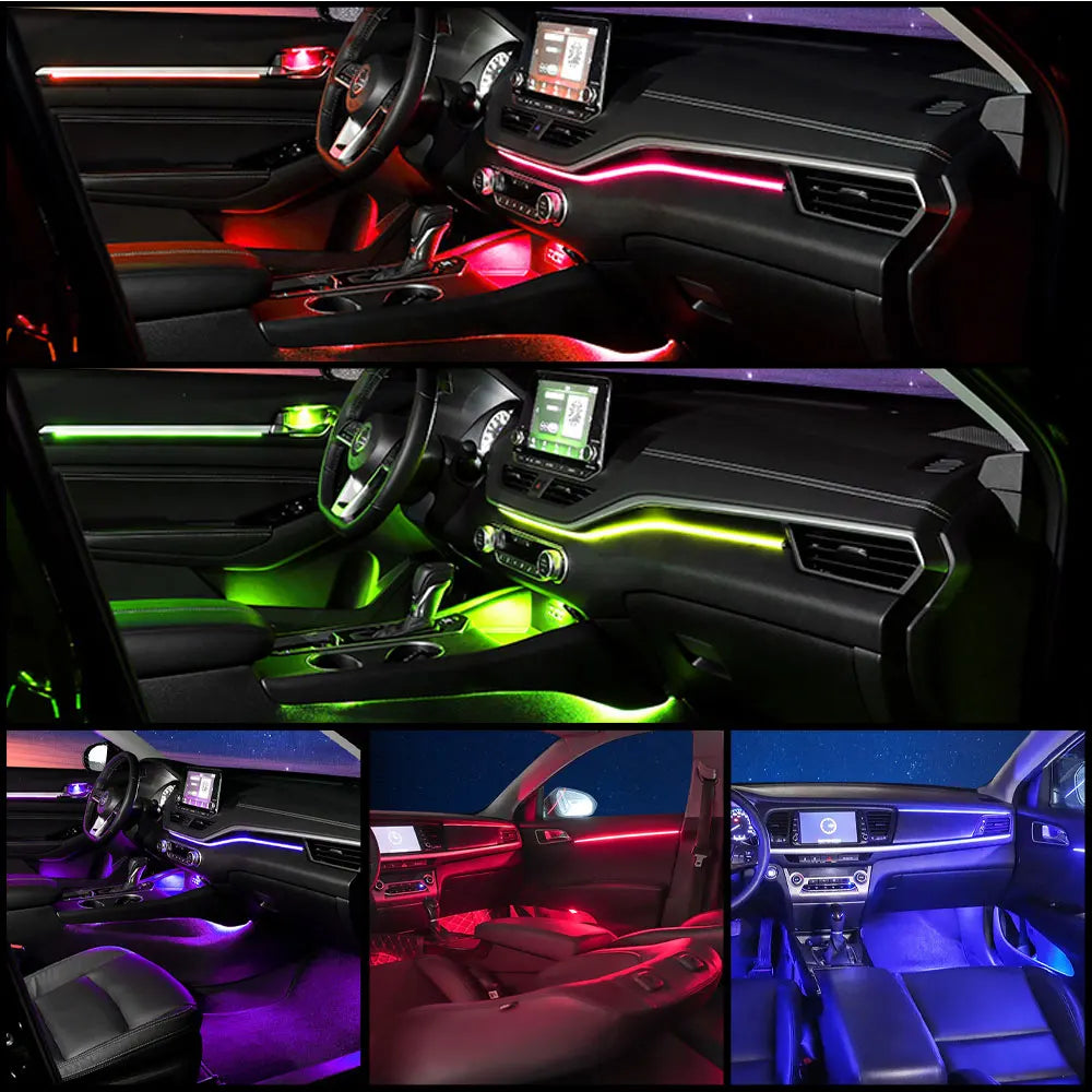 6/18 in 1 RBG 64 Color Car Ambient Lights Interior Acrylic Strip Light