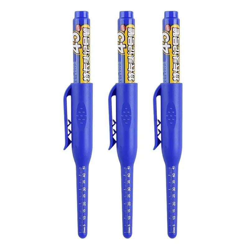 12-1Pcs Multi-Purpose 45mm Deep Drill Hole Long Nibs Waterproof Marker Pens for Bathroom Woodworking Long Head Carpenter Pens
