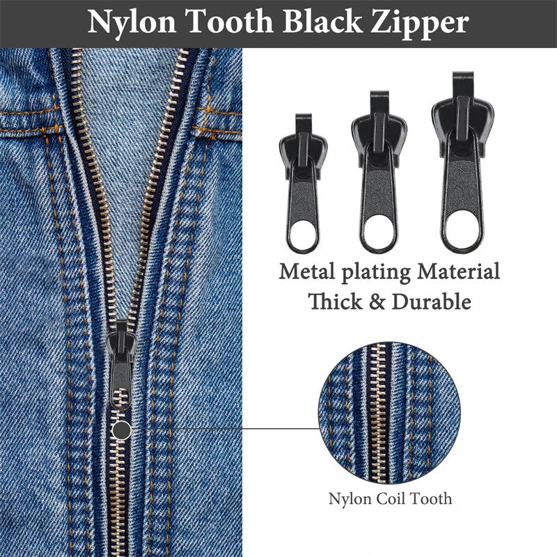 6-60pcs Instant Zipper Universal Instant Fix Repair Kit Replacement Zip Slider Teeth Multifunctional Clothing Replacement Zipper