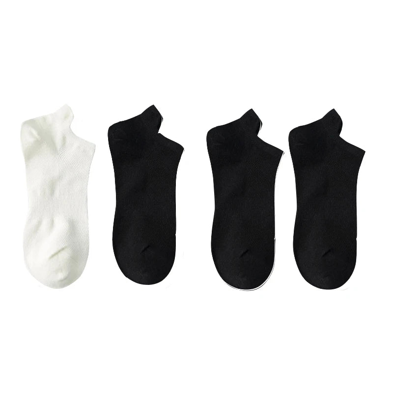 4 Pairs Man Cotton Short Socks Fashion Breathable Mesh Men Comfortable Casual Ankle Sock Pack Male Street Fashions
