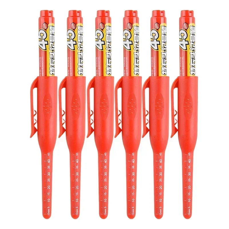 12-1Pcs Multi-Purpose 45mm Deep Drill Hole Long Nibs Waterproof Marker Pens for Bathroom Woodworking Long Head Carpenter Pens