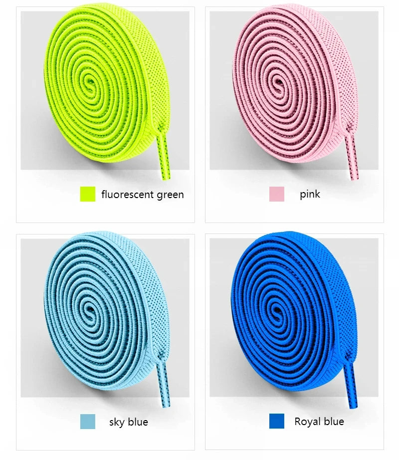 8mm Width No Tie Shoe Laces Press Lock Shoelaces Without Ties