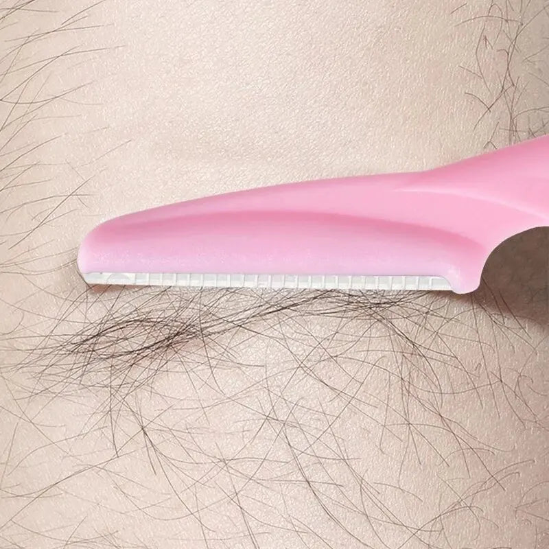 5pcs Safe Eyebrow Razor Straight Handle Scratch-proof