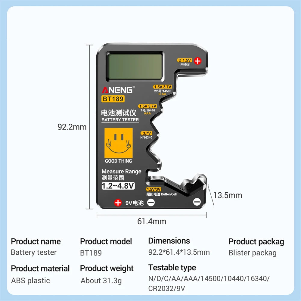 ANENG BT189 Button Cell Battery Tester Universal Household