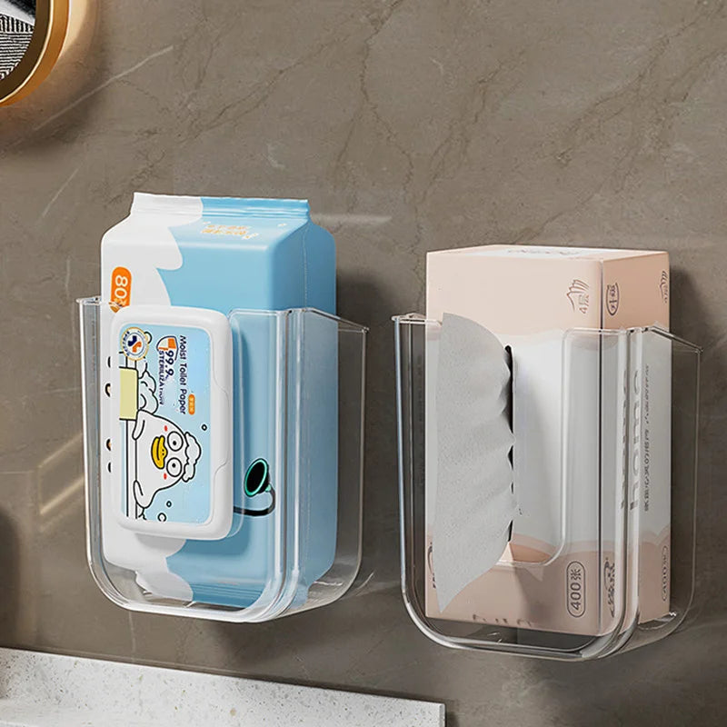 Bathroom non perforated wall mounted wet tissue storage box with large opening and strong load-bearing capacity