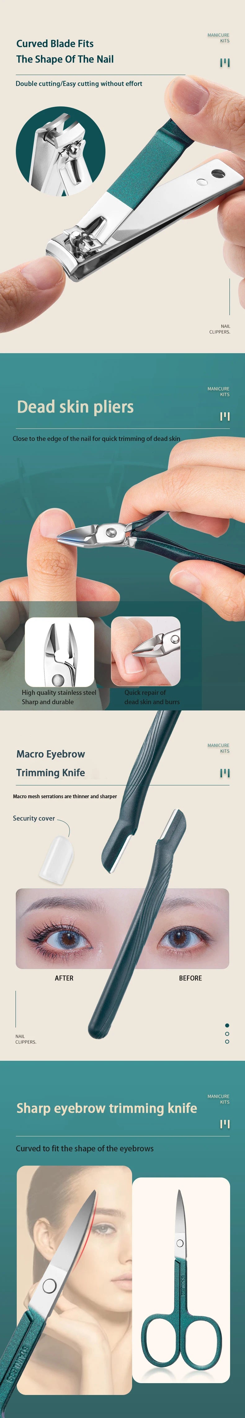 7/10/12/18 Piece Set Professional Nail Care Kit