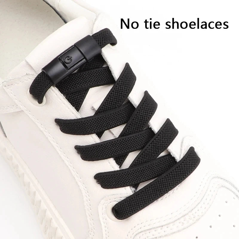 8mm Width No Tie Shoe Laces Press Lock Shoelaces Without Ties