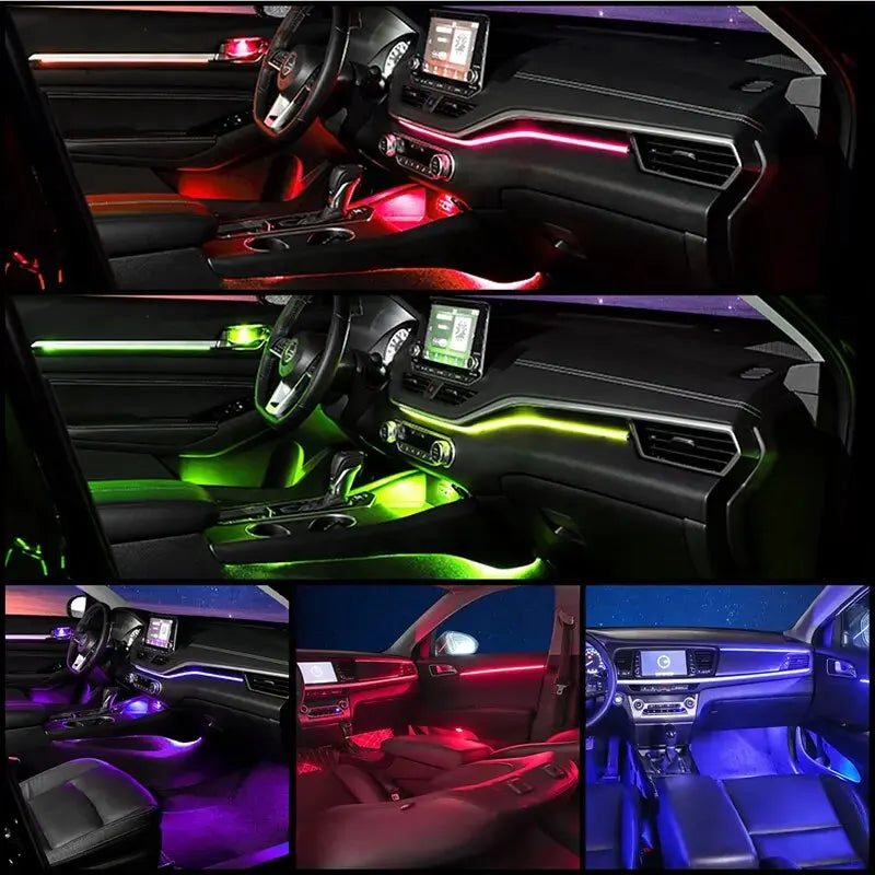 6/18 in 1 RBG 64 Color Car Ambient Lights Interior Acrylic Strip Light