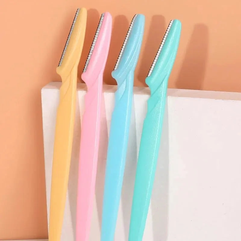 5pcs Safe Eyebrow Razor Straight Handle Scratch-proof