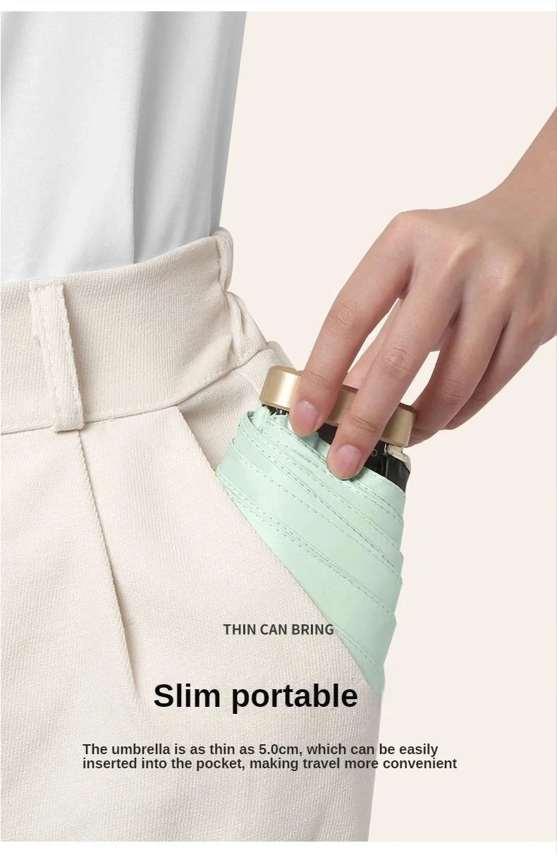 55% Off Mini Sun Umbrella Small Pocket Rain Umbrella Vinyl Folding UV Ultraviolet Protection Sun Shade Pocket Parasol Capsule