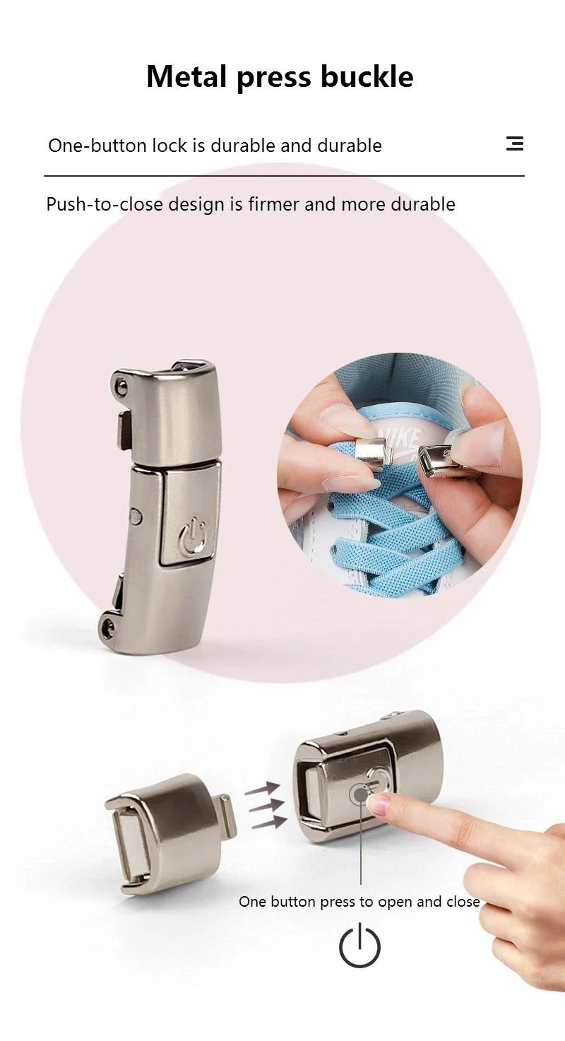 8mm Width No Tie Shoe Laces Press Lock Shoelaces Without Ties