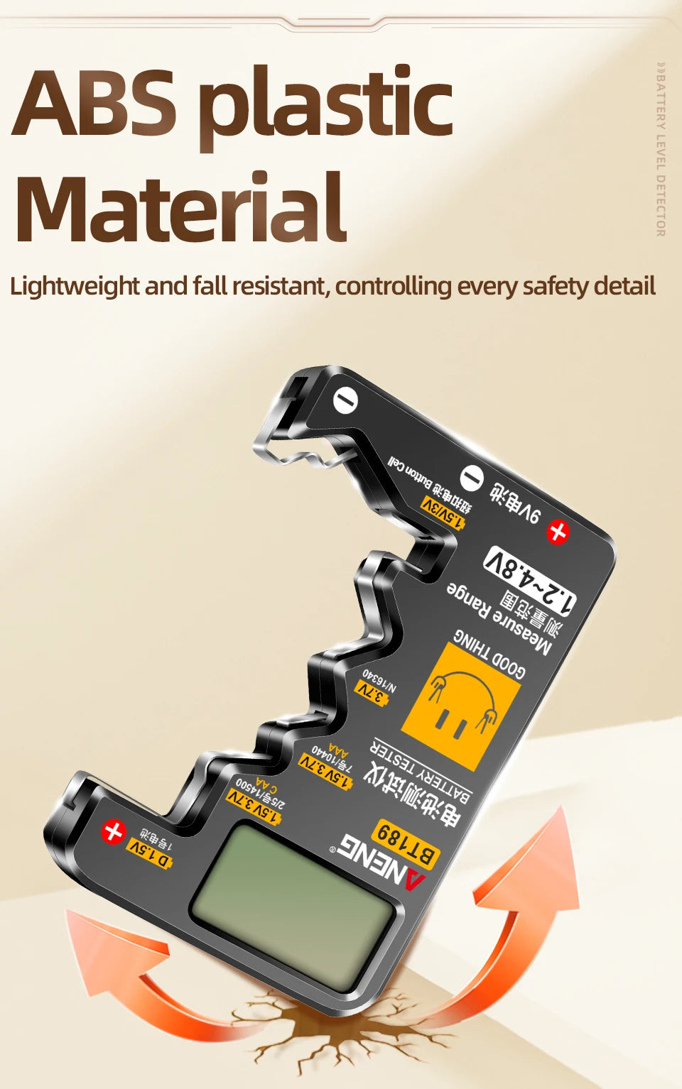 ANENG BT189 Universal Battery Tester 9V AA AAA Button Cell Battery Tester Detectors LCD Battery Indicator Gauge Checker Tools