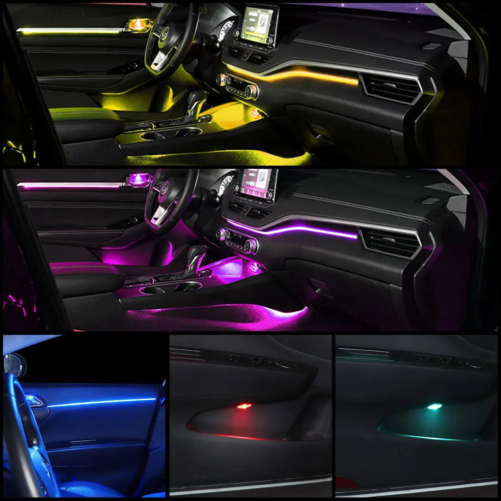 6/18 in 1 RBG 64 Color Car Ambient Lights Interior Acrylic Strip Light