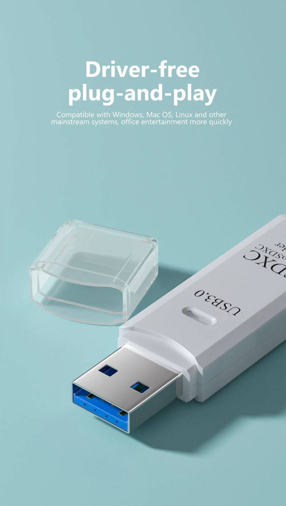 2 In 1 USB 3.0 2.0 Micro SD TF Card Reader High Speed Data Transmission