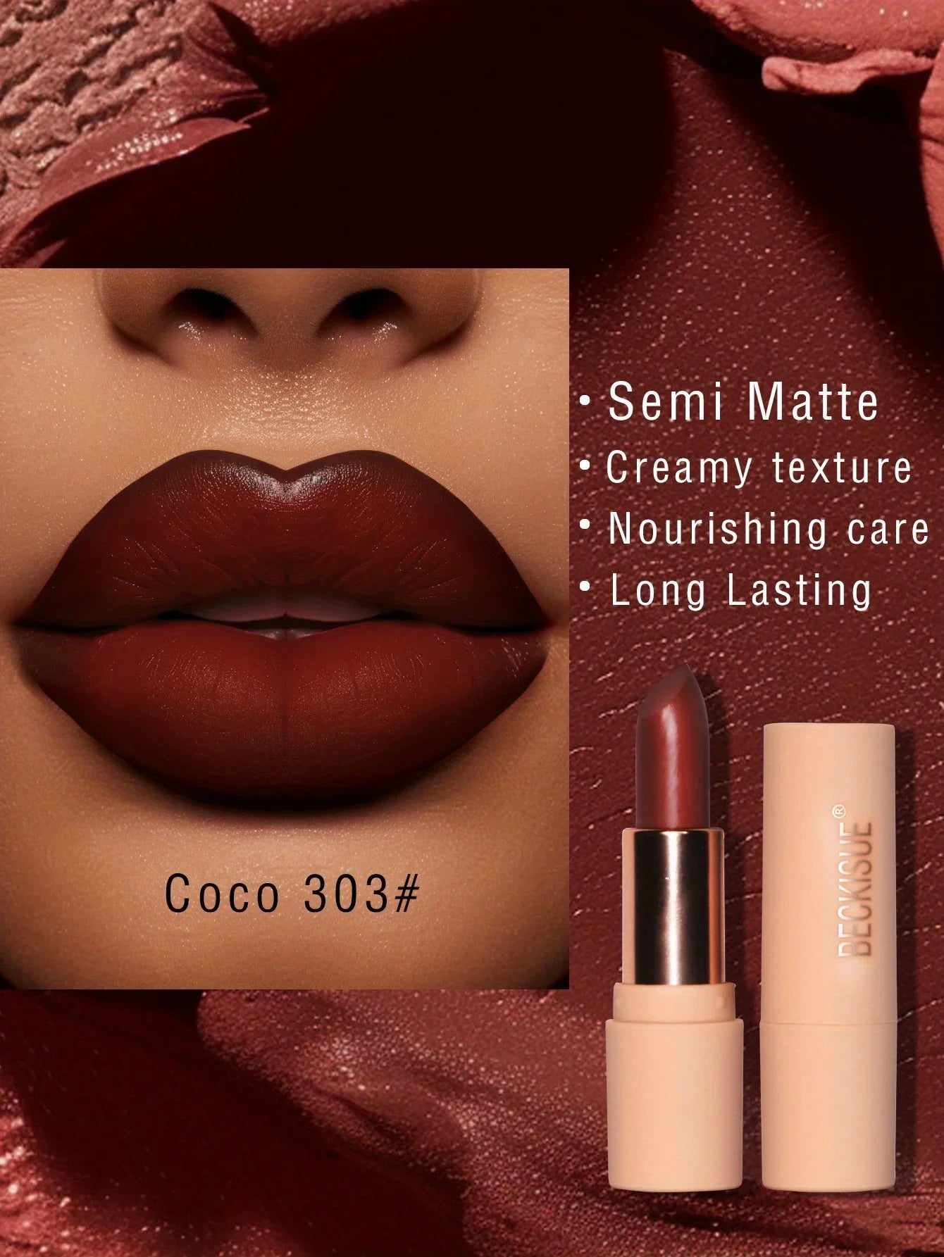 Bare Matte Silky Matte Lipstick Long-lasting Waterproof and glossy finish, Easy to color