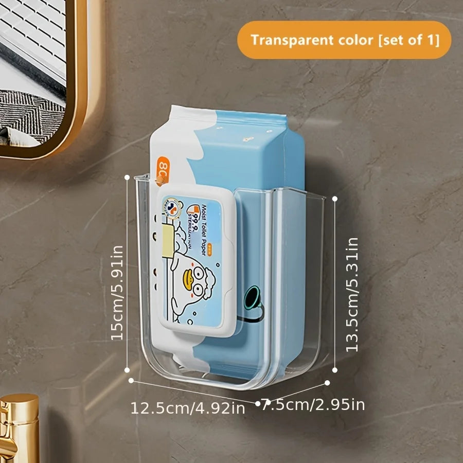 Bathroom non perforated wall mounted wet tissue storage box with large opening and strong load-bearing capacity