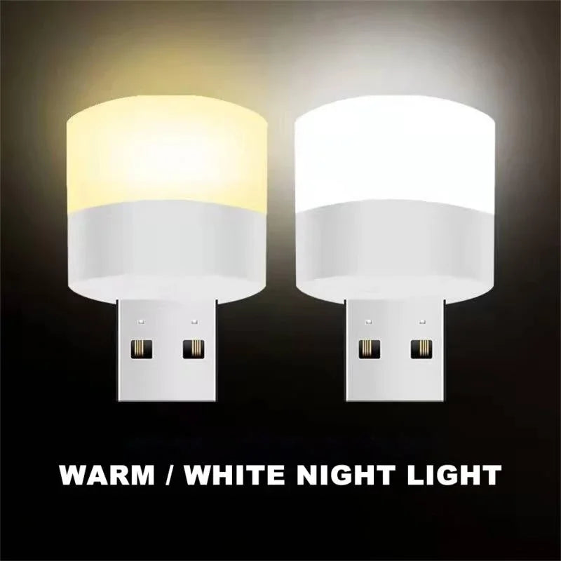 50/1Pcs Mini USB Night Light Warm White Eye Protection Book Reading Light USB Plug Computer Mobile Power Charging LED Night Lamp
