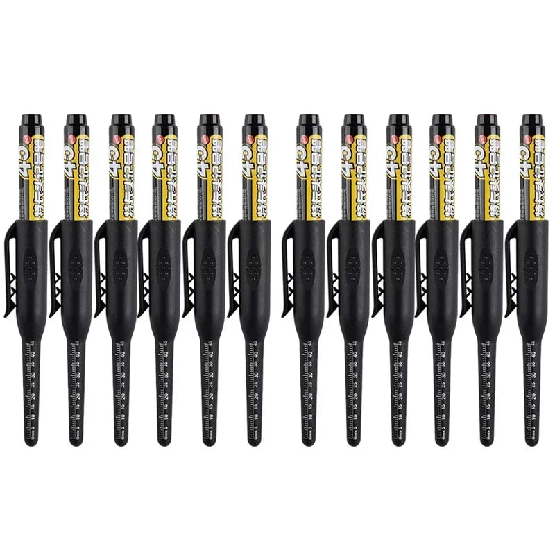 12-1Pcs Multi-Purpose 45mm Deep Drill Hole Long Nibs Waterproof Marker Pens for Bathroom Woodworking Long Head Carpenter Pens