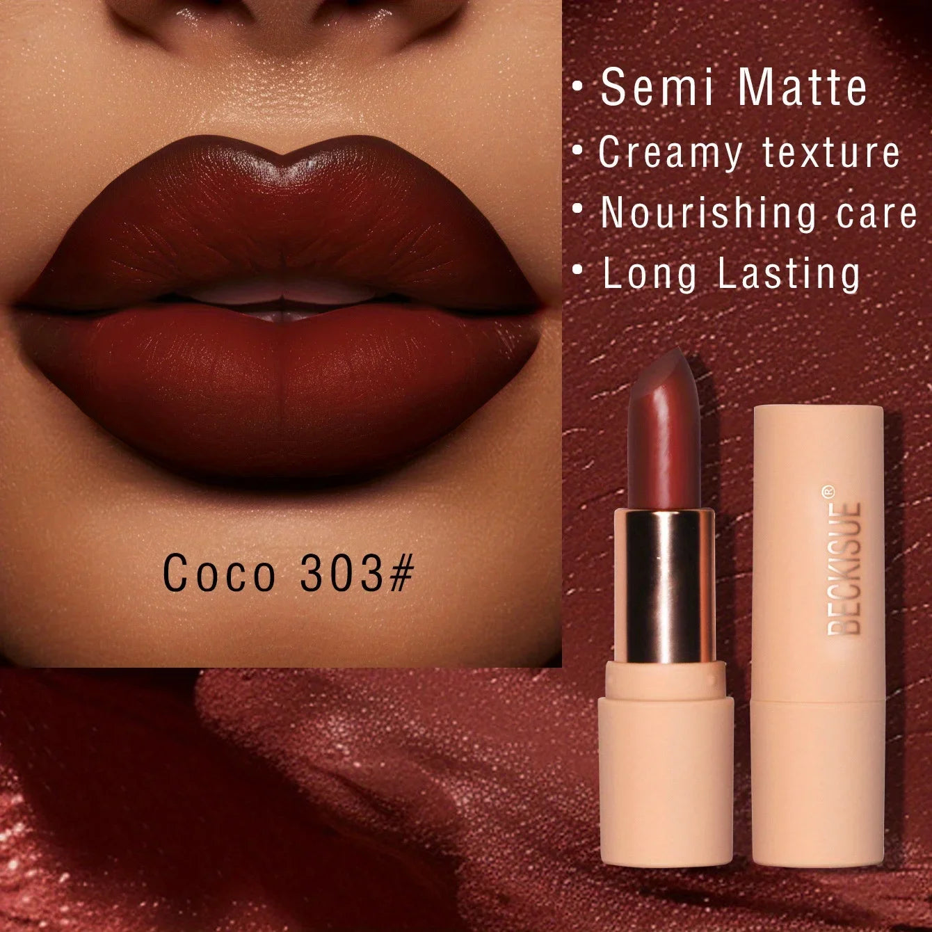 Bare Matte Silky Matte Lipstick Long-lasting Waterproof and glossy finish, Easy to color