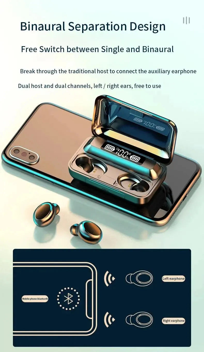 F9 Wireless Bluetooth Headphones Tws Waterproof Earbuds