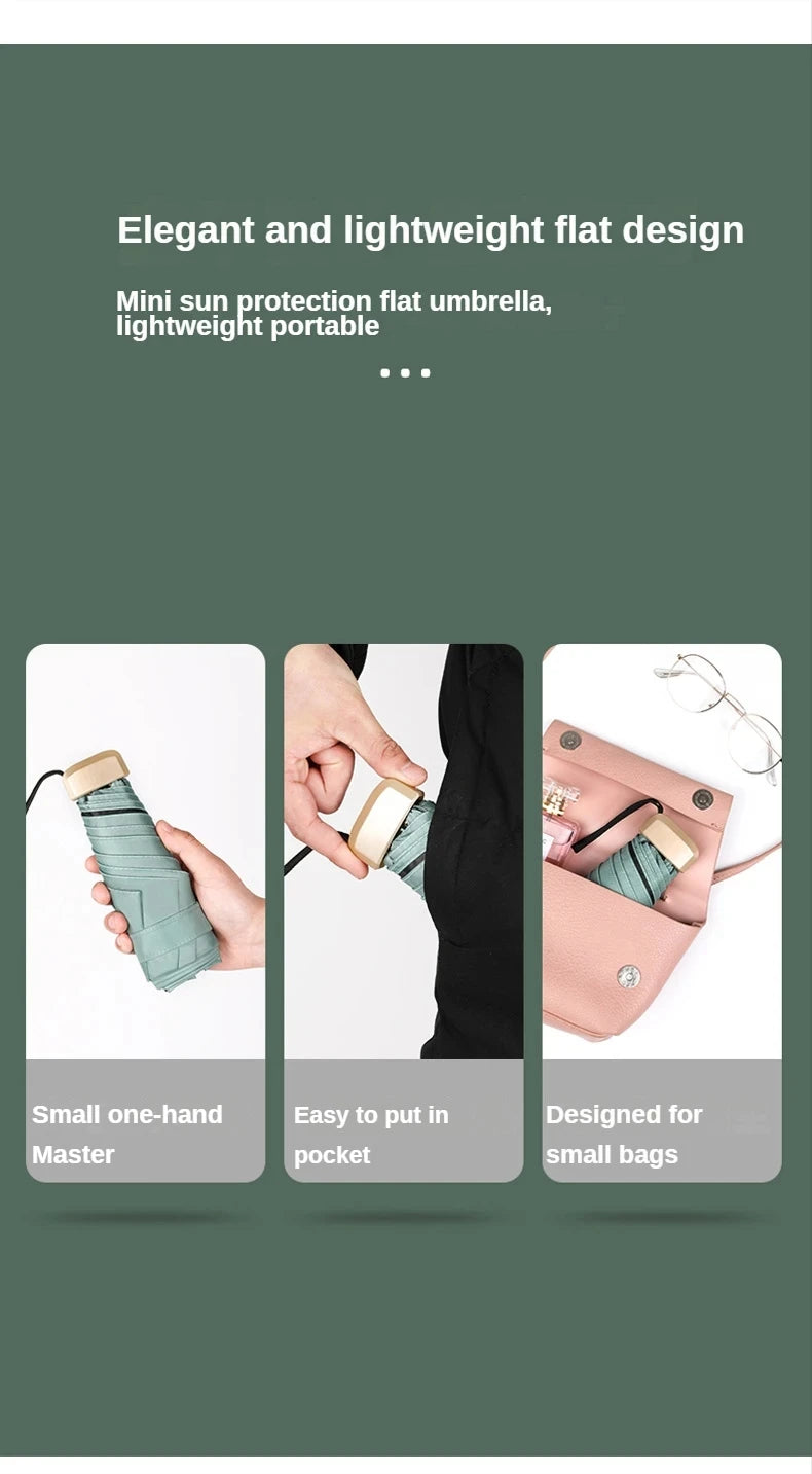 55% Off Mini Sun Umbrella Small Pocket Rain Umbrella Vinyl Folding UV Ultraviolet Protection Sun Shade Pocket Parasol Capsule