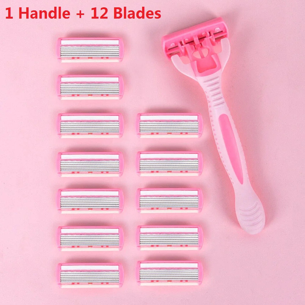 1 Handle + 12 Blades/ Men And Women Body Hair Razor