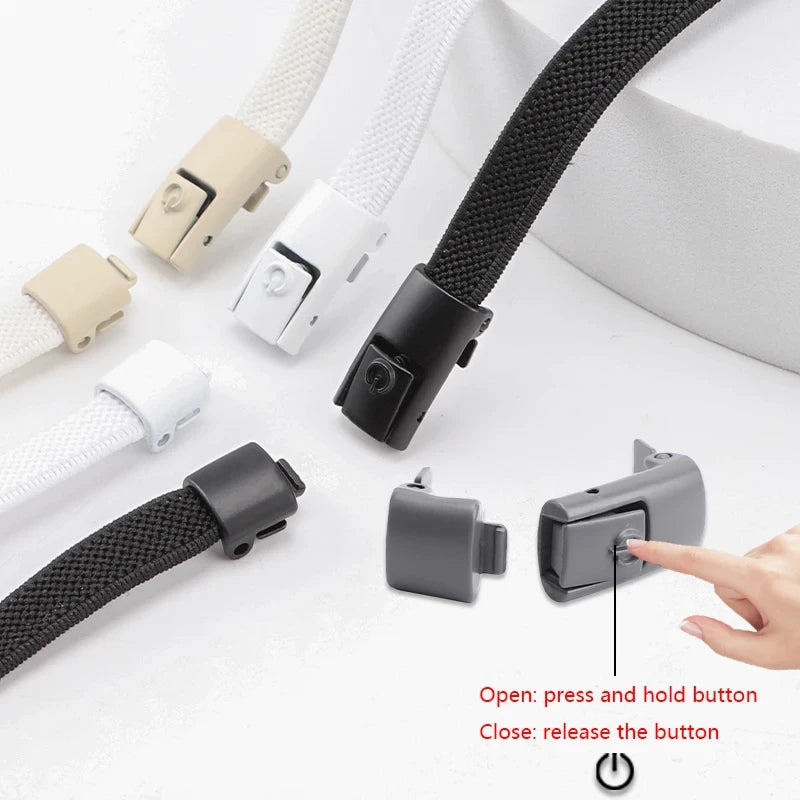 8mm Width No Tie Shoe Laces Press Lock Shoelaces Without Ties