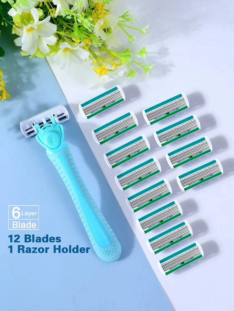 1 Handle + 12 Blades/ Men And Women Body Hair Razor