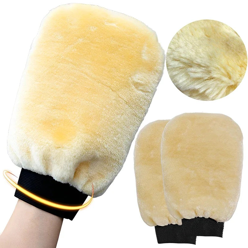 1/5pcs Car Wash Gloves Soft Thickened Imitation Wool Plush Wiping Car Cleaning Mitt Double-faced Glove Car Washing Supplies
