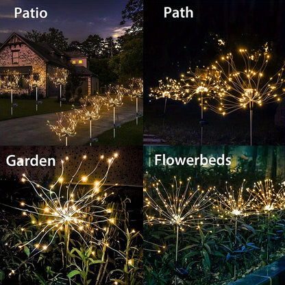 1 Packs Solar Fairy Lights,Waterproof Outdoor Firework Lights,LEDs Garden Flower Light For Garden Christmas Party DIY Decoration