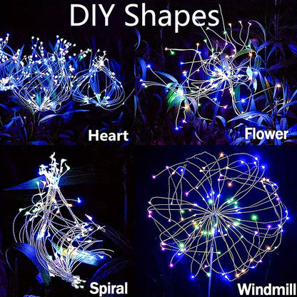 1 Packs Solar Fairy Lights,Waterproof Outdoor Firework Lights,LEDs Garden Flower Light For Garden Christmas Party DIY Decoration