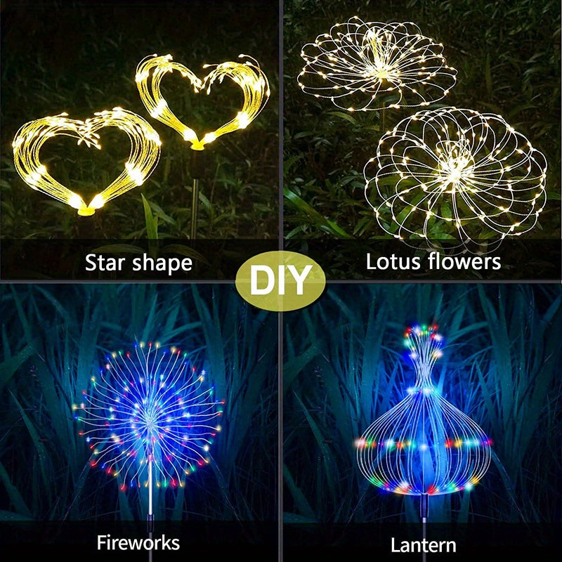 1 Packs Solar Fairy Lights,Waterproof Outdoor Firework Lights,LEDs Garden Flower Light For Garden Christmas Party DIY Decoration