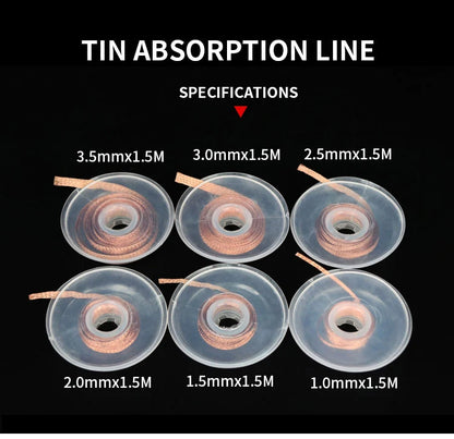 Desoldering Braid Welding Solder Remover Wick Wire Lead Cord Flux BGA Repair Tool Width 1.5mm 2mm 2.5mm 3mm 3.5mm 4mm 1.5 meter