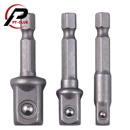 3Pcs Impact Grade Socket Adapter Set Extension Bit 1/4" 3/8" 1/2" Drive Adapt To Power Drill To High Torque Impact Wrench
