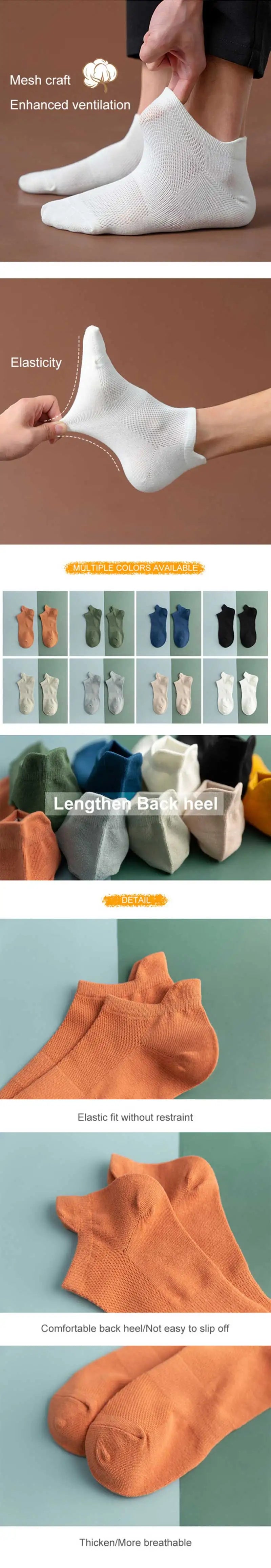 4 Pairs Man Cotton Short Socks Fashion Breathable Mesh Men Comfortable Casual Ankle Sock Pack Male Street Fashions