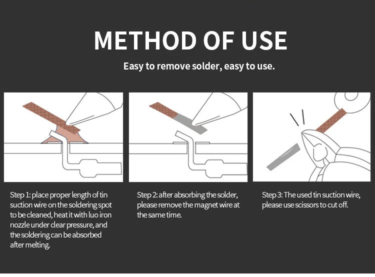 Desoldering Braid Welding Solder Remover Wick Wire Lead Cord Flux BGA Repair Tool Width 1.5mm 2mm 2.5mm 3mm 3.5mm 4mm 1.5 meter