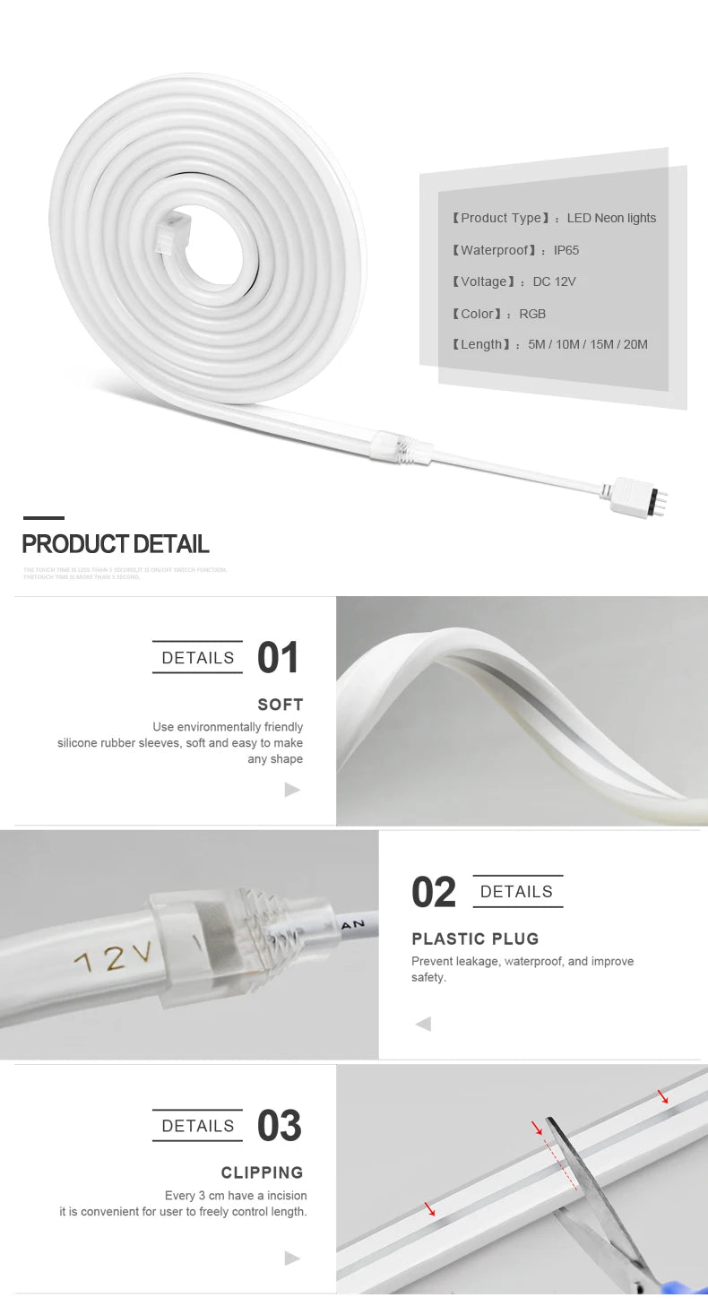 Bluetooth WIFI Led strip 5m 3m 2m 1m RGB Neon Light work for Tuya Smart Life  220V 110V to 12V fita led lamp home decoration