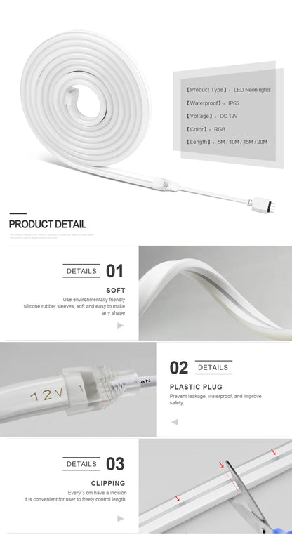 Bluetooth WIFI Led strip 5m 3m 2m 1m RGB Neon Light work for Tuya Smart Life  220V 110V to 12V fita led lamp home decoration