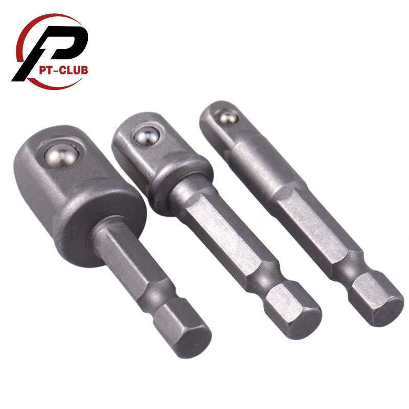 3Pcs Impact Grade Socket Adapter Set Extension Bit 1/4" 3/8" 1/2" Drive Adapt To Power Drill To High Torque Impact Wrench
