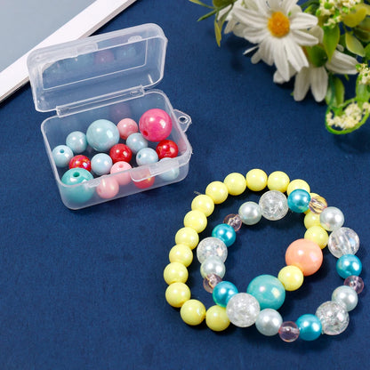 Clear Storage Container Transparent Plastic Storage Boxes with Hinged Lid Square Packaging Display Box Jewelry DIY Crafts