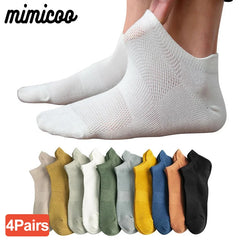 4 Pairs Man Cotton Short Socks Fashion Breathable Mesh Men Comfortable Casual Ankle Sock Pack Male Street Fashions
