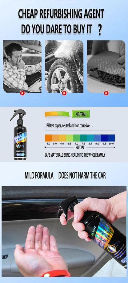 AIVC Plastic Restore Revitalizer Plastic Renovator Longlasting Coating For Car Rubbers Refurbish Clean Gloss Black Shine