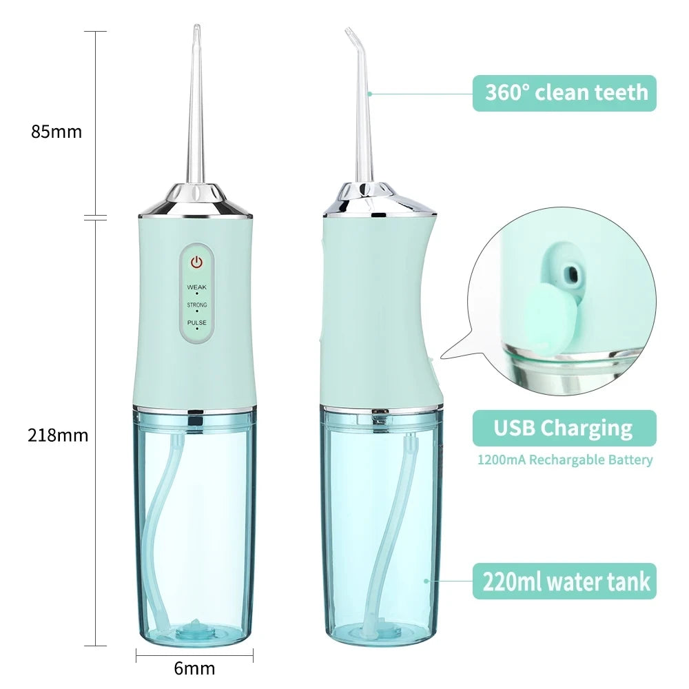 Electric Oral Irrigator Portable Dental Water Flosser Teeth Cleaner Mouth Washing Machine with 4 Jets Oral Hygiene Wireless