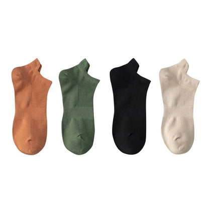 4 Pairs Man Cotton Short Socks Fashion Breathable Mesh Men Comfortable Casual Ankle Sock Pack Male Street Fashions
