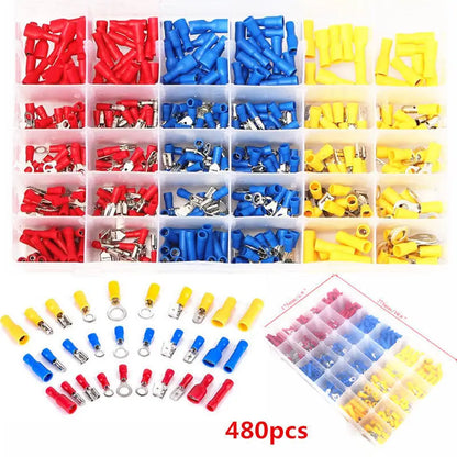 480/300/280PCS Insulated Cable Connector Electrical Wire Crimp Spade Butt Ring Fork Set Ring Lugs Rolled Terminals Assorted Kit