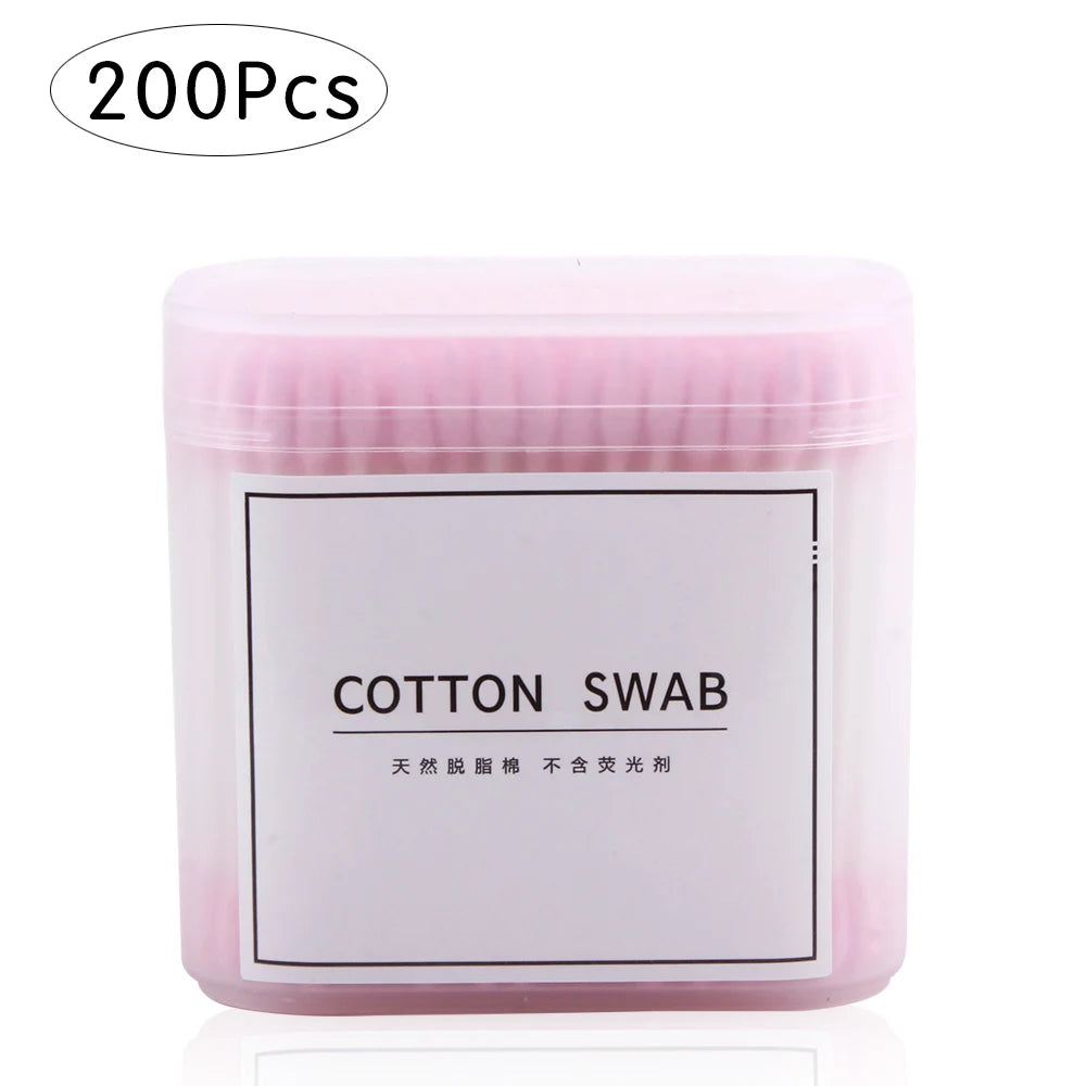 100/200/300Pcs Disposable Double Head Wood Cotton Swab Lipstick Ear Swab Cleaning Cotton Buds Makeup Sticks Cotton Swabs Tools