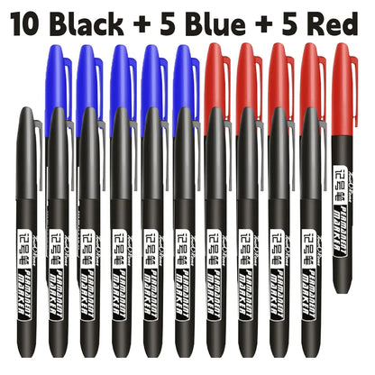 1-20Pcs Permanent Marker Pen Drawing Markers Oil-Based Waterproof Black Blue Red Ink Sketch Pens Stationery Art School Supplies