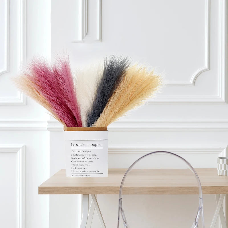 10Pcs Artificial Pampas Grass Bouquet For Home Wedding Decoration Party Room Decor Bedroom DIY Flower Wall Vase Fake Plant Reed